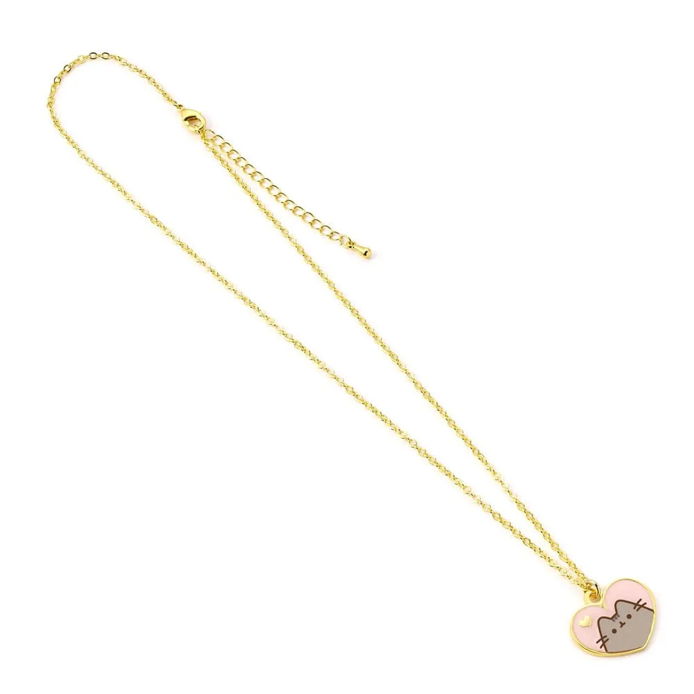 Pusheen Necklace – Pink and Gold Heart 45 cm