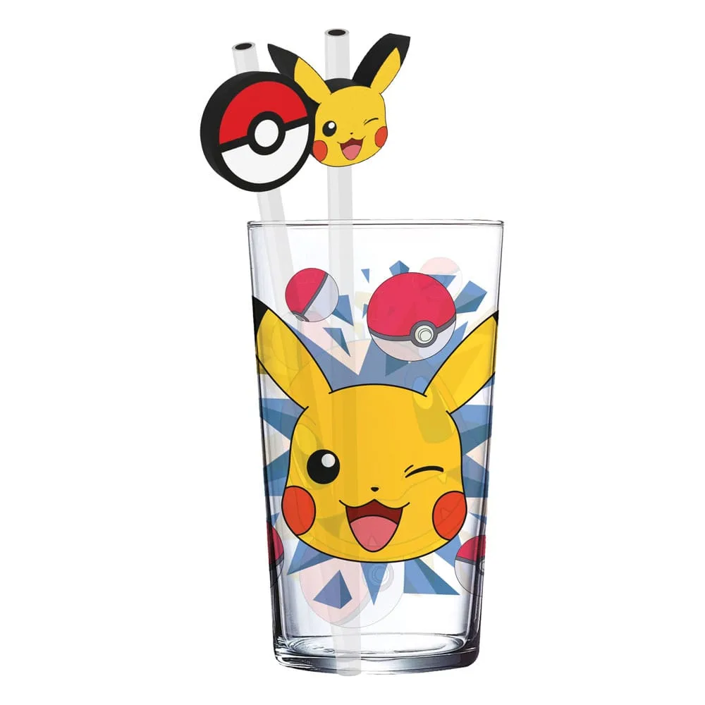 Pokémon Glass Tumbler – Pikachu with Metal Straw 485 ml