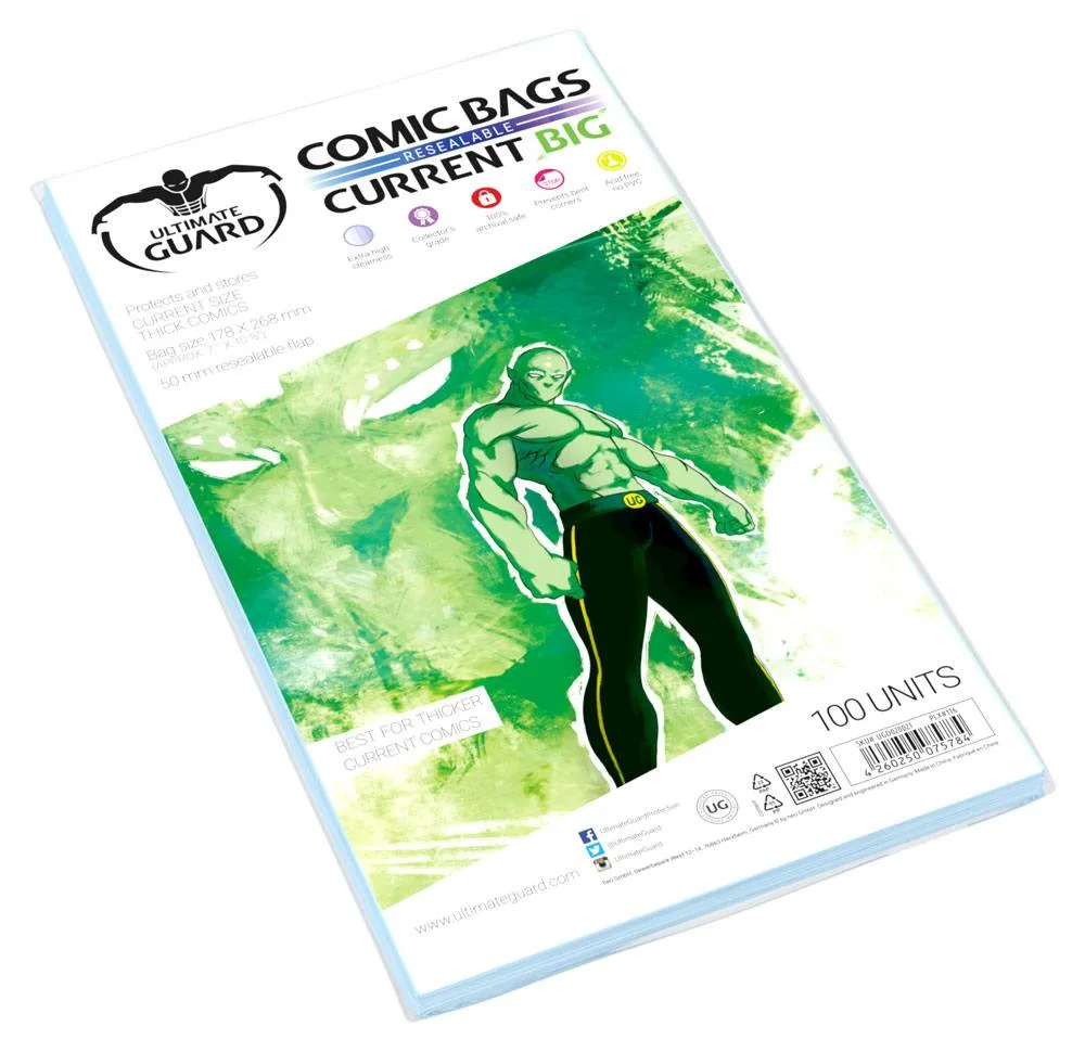 Ultimate Guard Comic Bags – Resealable Current Big Size 100-Pack
