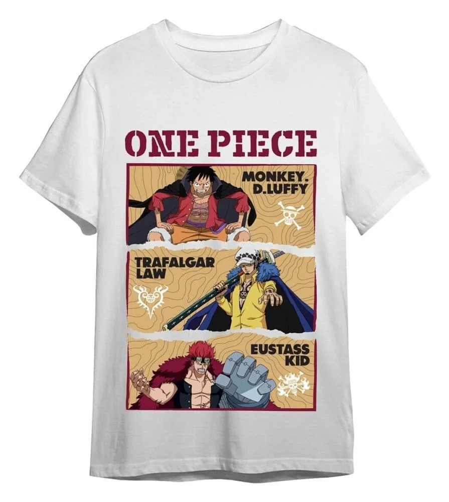 One Piece T-Shirt – Luffy Law and Eustass White L