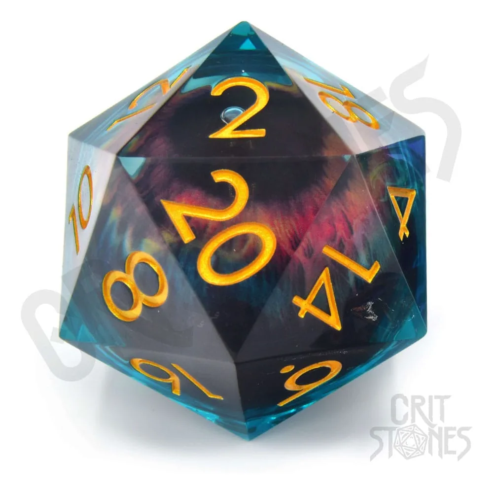 CritStones D20 Die – Eye of the Oracle Liquid Core 5 cm