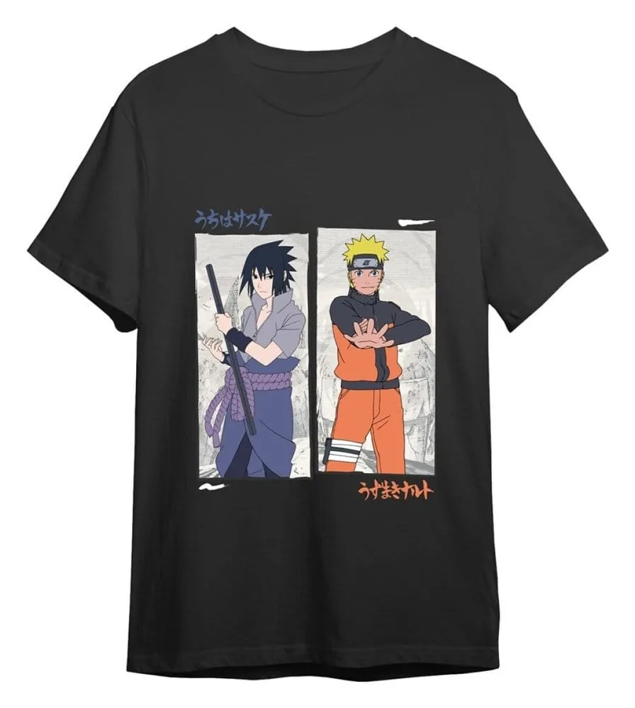 Naruto Shippuden T-Shirt – Naruto vs Sasuke Black M