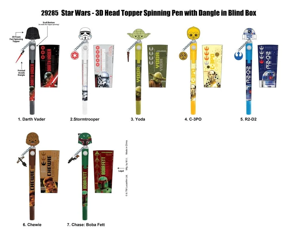 Star Wars Pen Display – 16 Spinning 3D Head Toppers 2