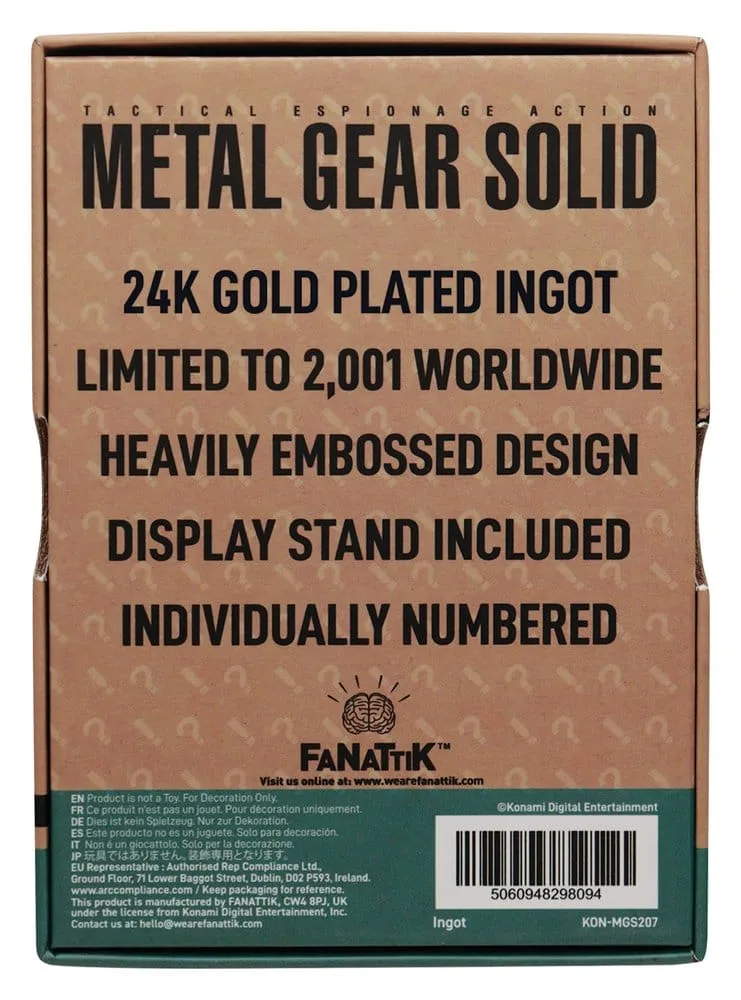 Metal Gear Solid 2 Ingot – Solid Snake 24k Gold Plated 90 x 60.5 mm 3