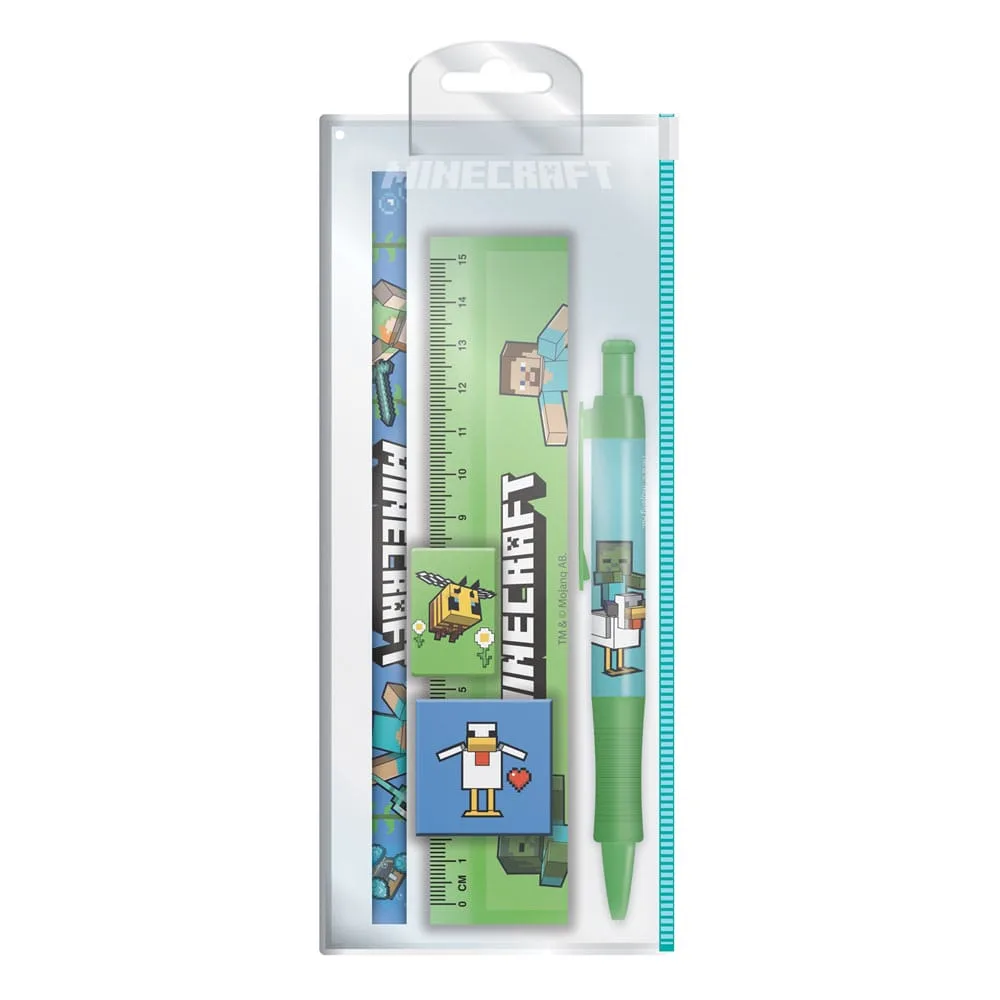 Minecraft Stationery Set – 5 Pieces with Reusable Case 2
