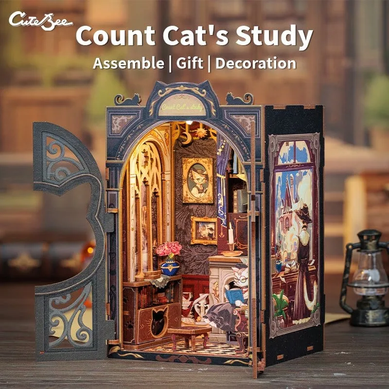 CuteBee Book Nook – Count Cat’s Study 17 x 12 cm 3