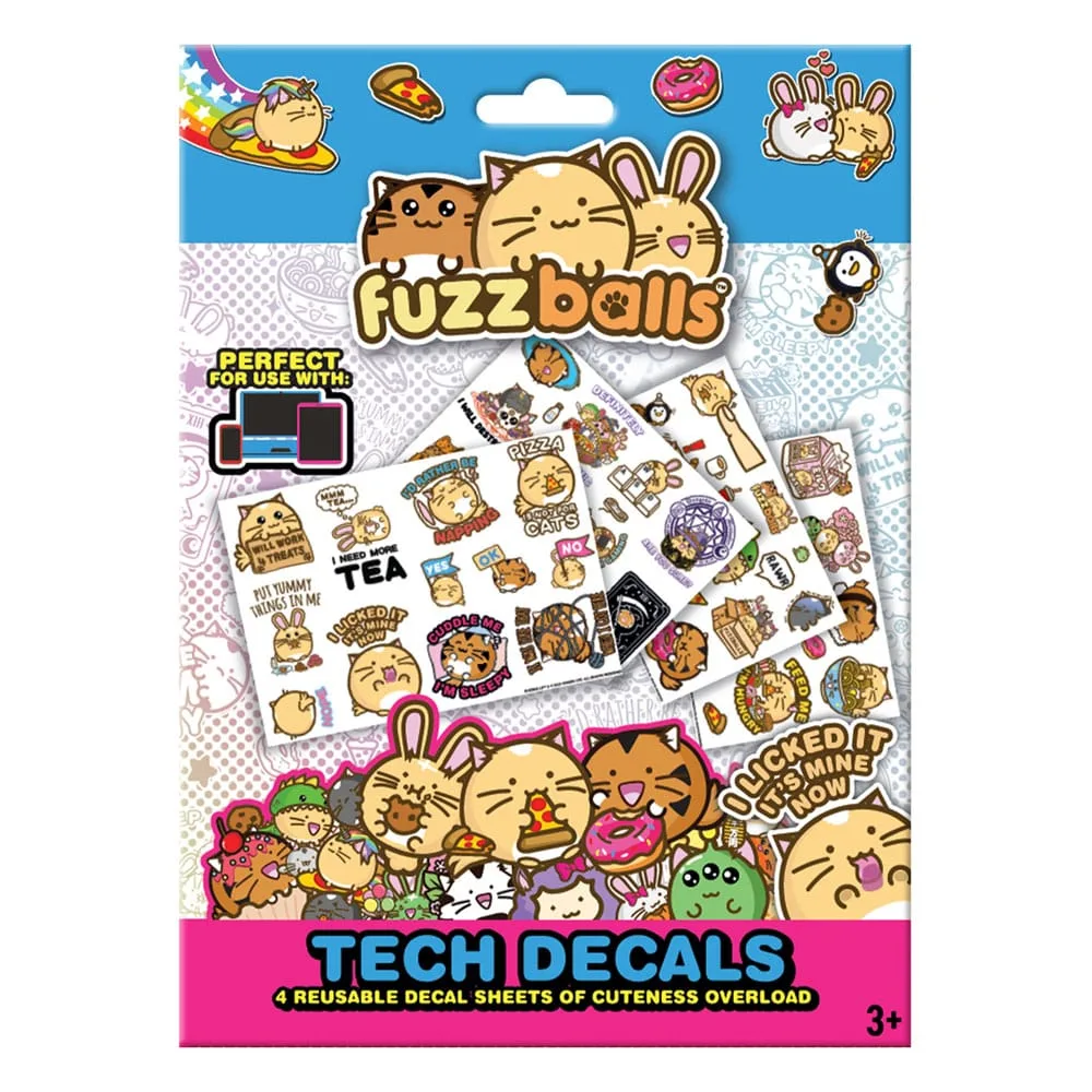 Fuzzballs Tech Sticker Pack – 4 Reusable Vinyl Sheets 3