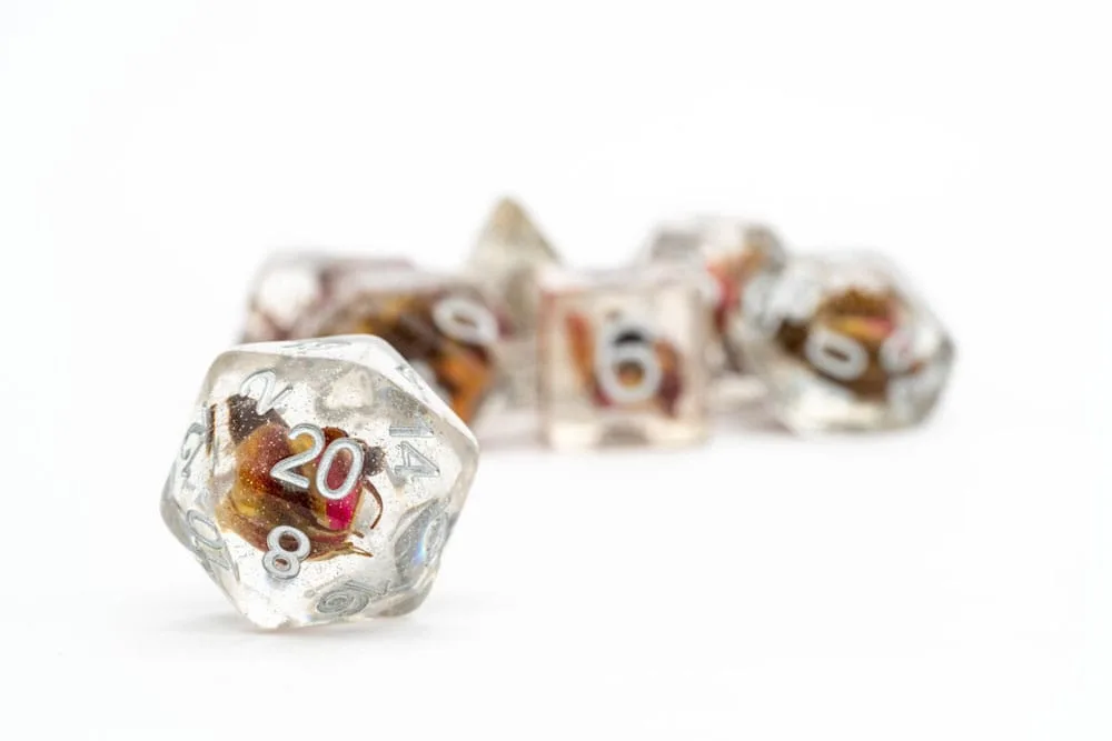 FanRoll Dice Set – Real Rose 7 Piece 16 mm 3