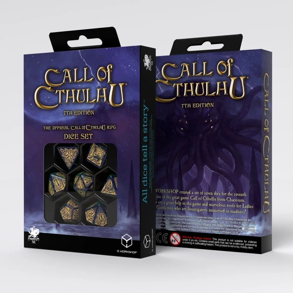 Call of Cthulhu Dice Set – 7th Edition Blue-Green and Gold 7 Pieces 2