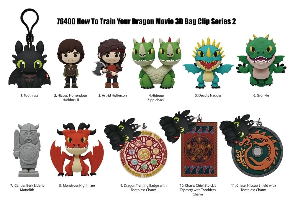 How to Train Your Dragon Bag Clips – Series 2 Display of 24 3