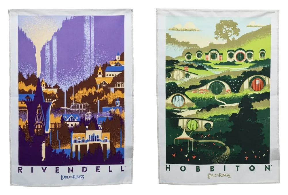 Lord of the Rings Tea Towels – Rivendell and Hobbiton 2-Pack 70 cm 1