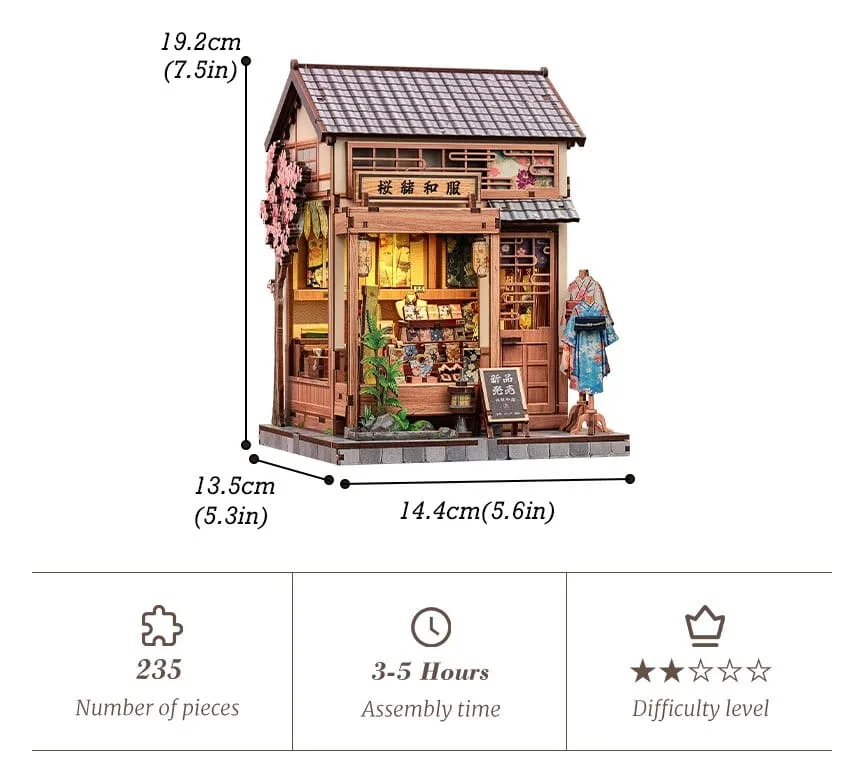 Miniatuur Bouwpakket – Sakura O Kimono Shop 19 x 14 cm 7