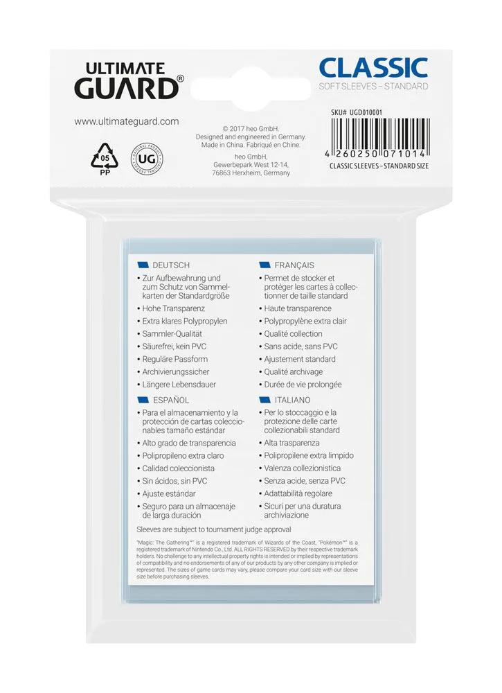 Ultimate Guard Card Sleeves – Classic 100 Pack 66 x 93 mm 2
