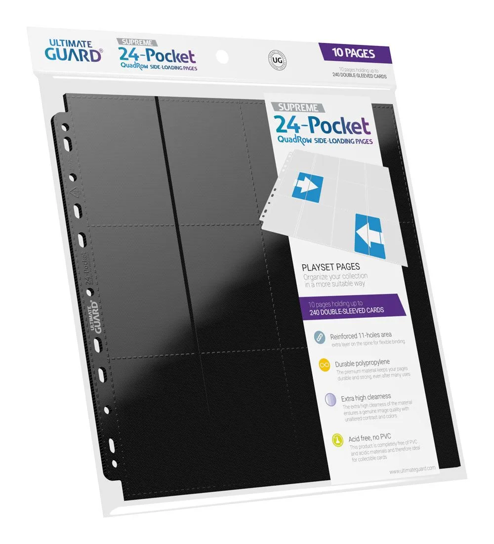 Ultimate Guard Binder Pages – 24-Pocket QuadRow Black 10-Pack 3