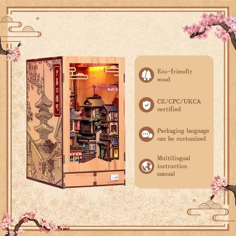 Twilight Sakura Path Book Nook – CuteBee Holzbausatz 23 x 12 cm 3