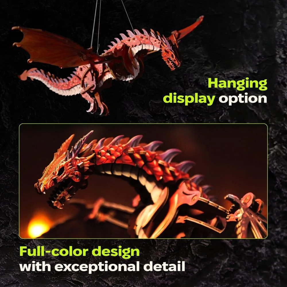 Ugears houten modelbouwpakket – Firestorm Dragon 43 cm 7