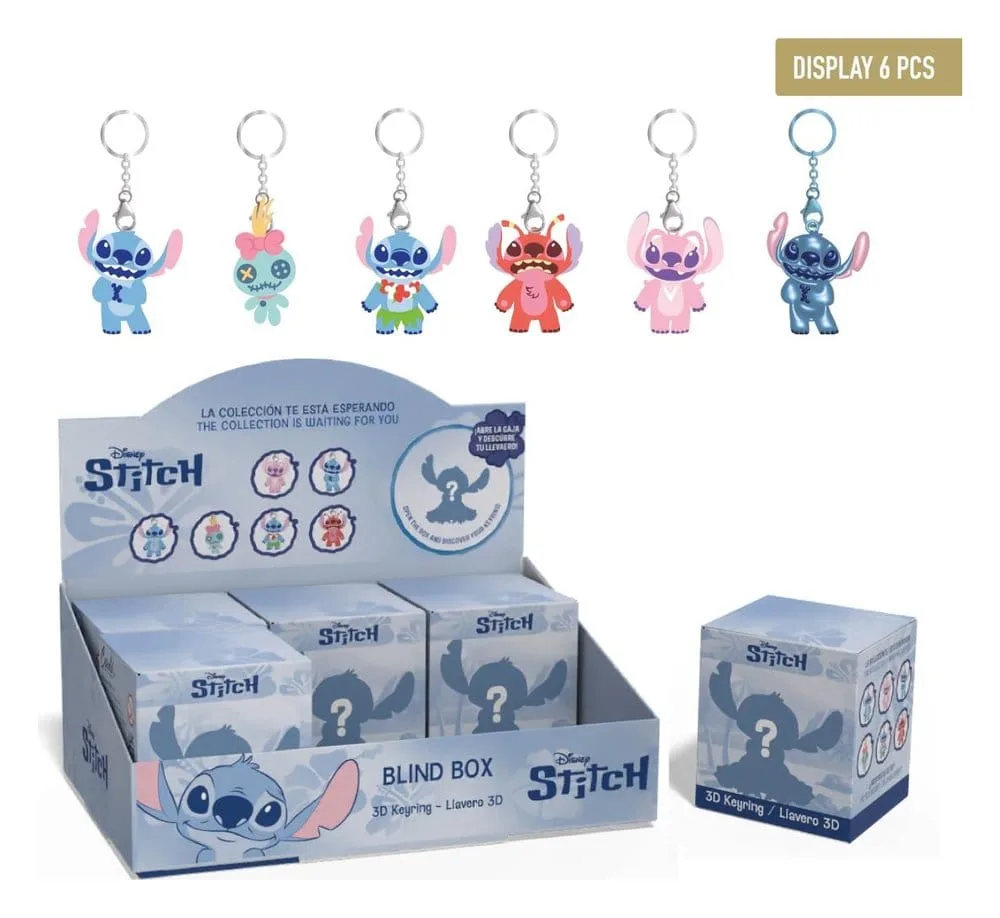 Disney Stitch Keychains – Blind Box Display of 6