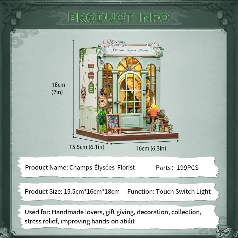 Miniature House Model Kit – Champs-Élysées Florist 18 x 16 cm 8