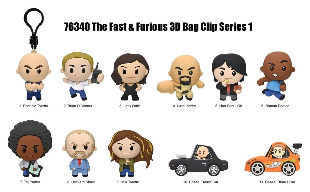 Fast & Furious Bag Clips – 25th Anniversary Display of 24 3