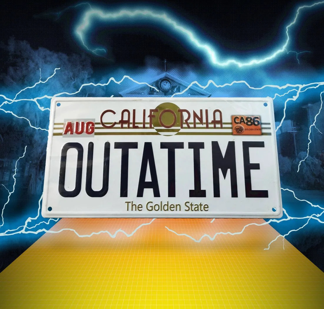 Back to the Future Metal Sign – OUTATIME DeLorean Plate 2