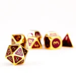 FanRoll Dice Set – Gold with Purple Enamel 16 mm 3
