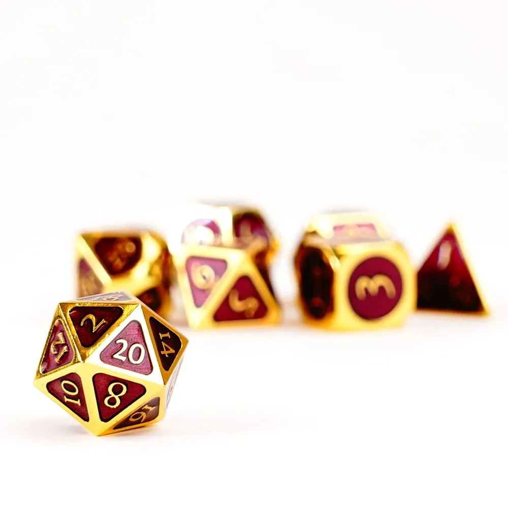 FanRoll Dice Set – Gold with Purple Enamel 16 mm 3