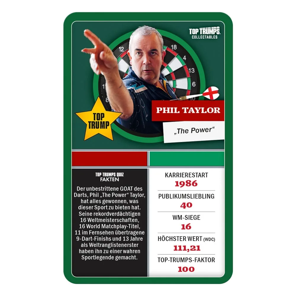 Darts Card Game – Top Trumps Collectables Legends German Edition 2