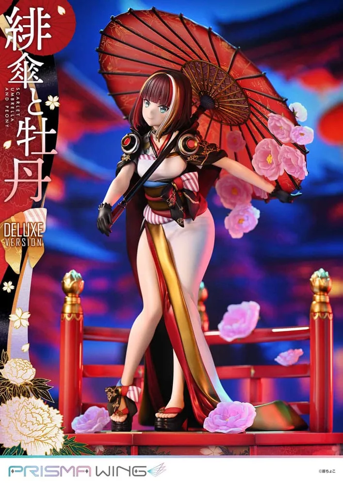 Fuzichoco Statue – Scarlet Umbrella and Peony Deluxe 32 cm 3
