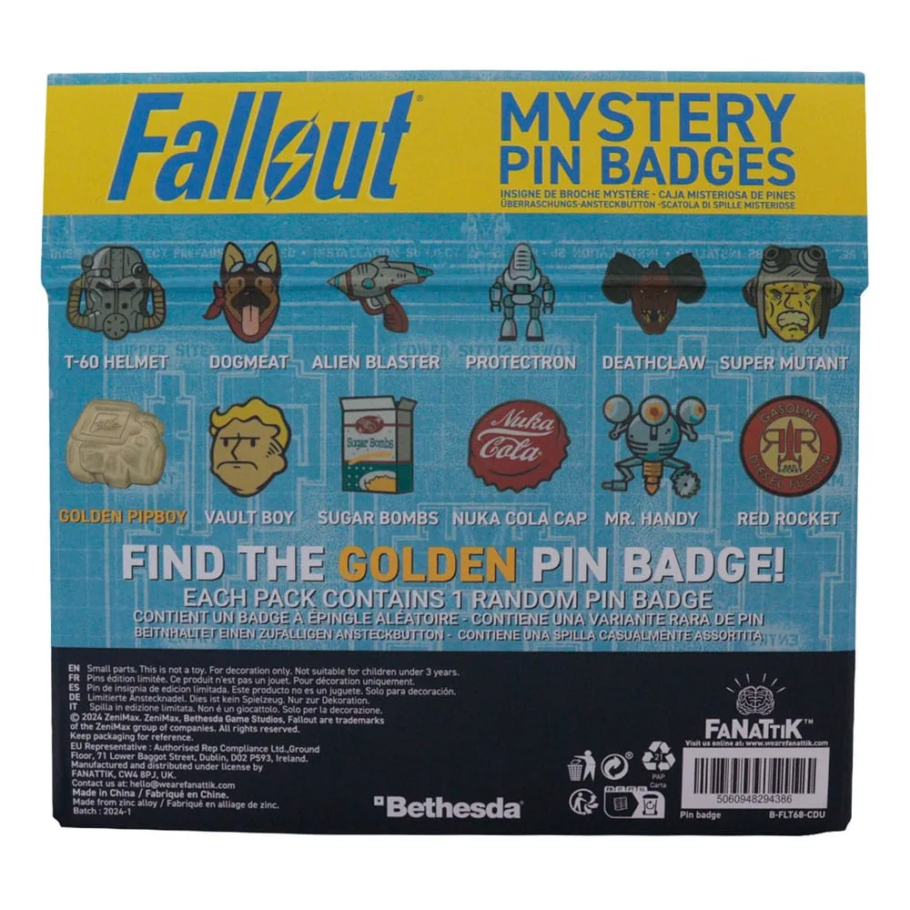 Fallout Pin Badge Display – World Mystery Pins 12 Boxes
