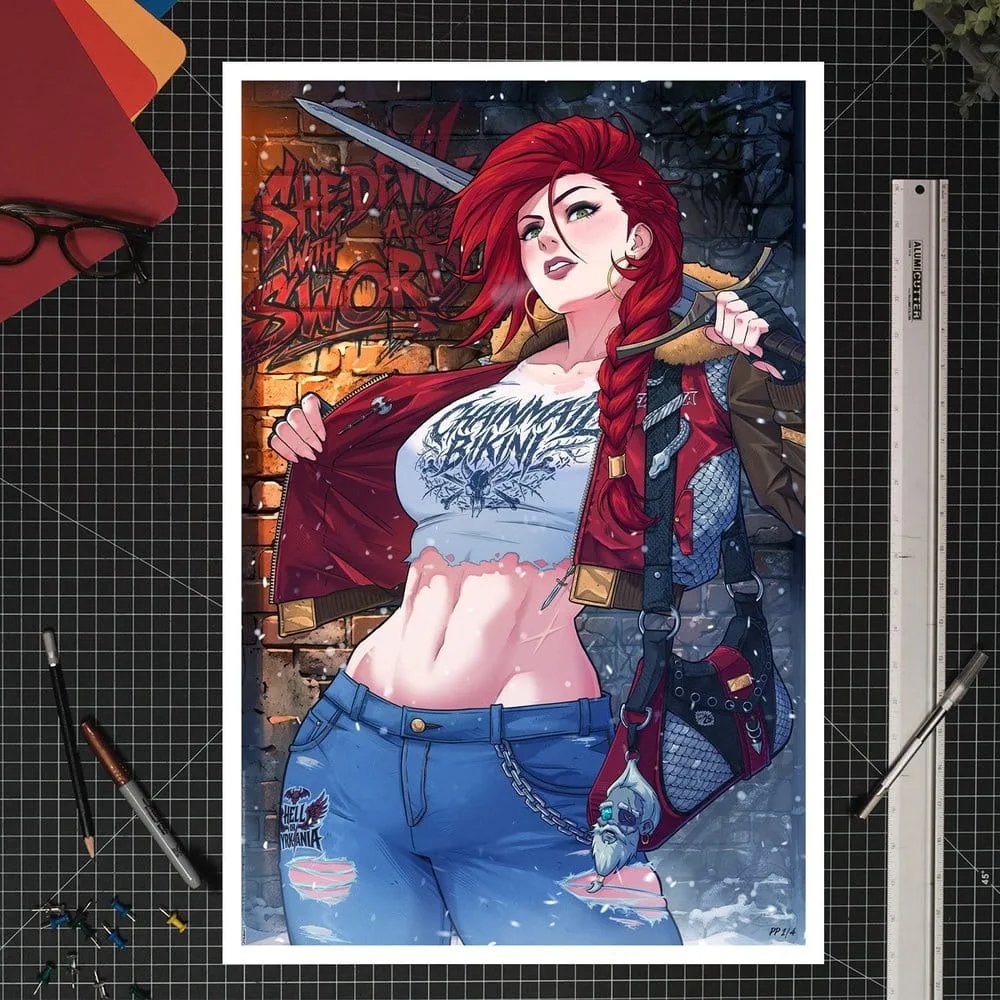 Red Sonja Fine Art Print – Jhony Caballero Unframed 61 x 41 cm 2