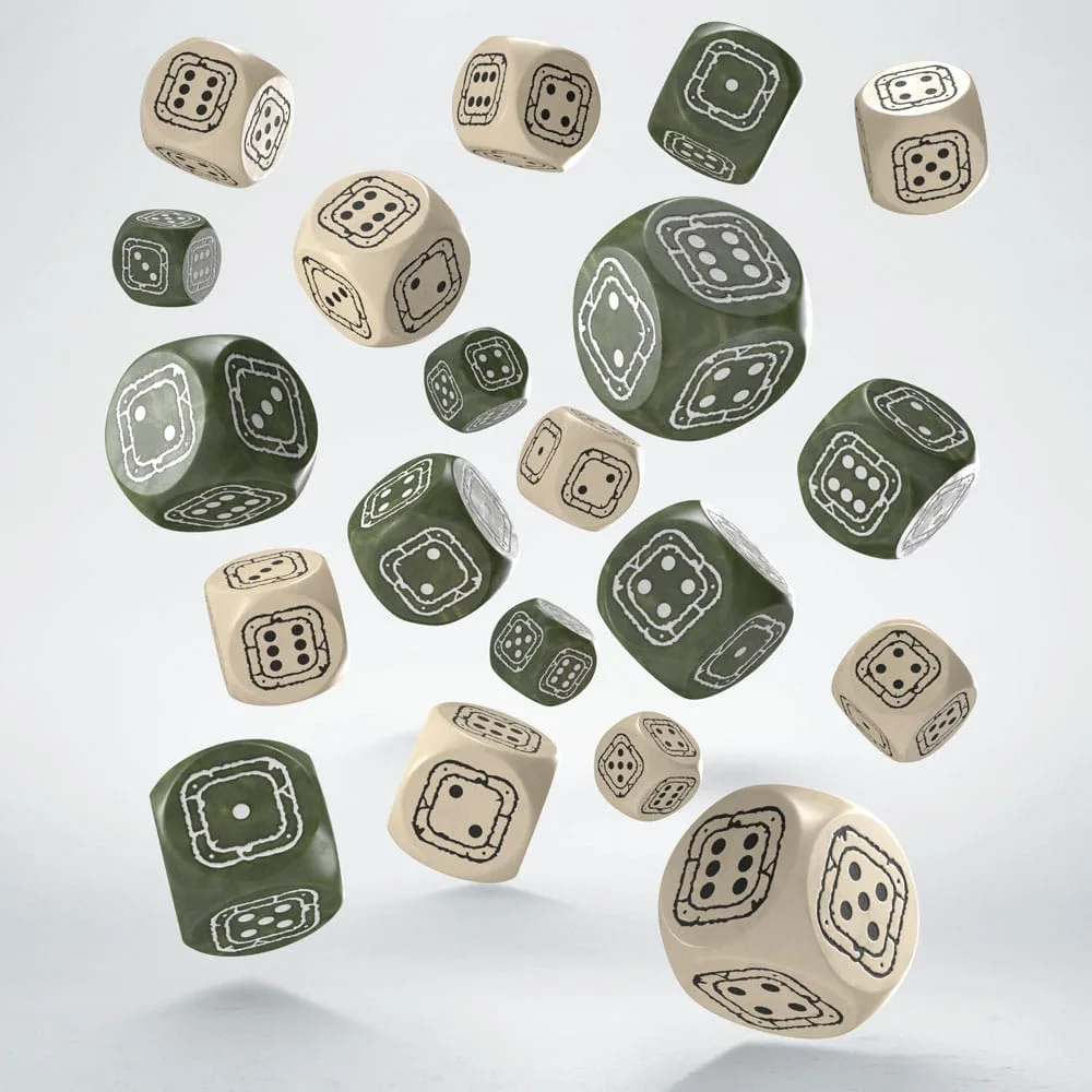 Fortress Compact D6 Dice Set – Beige and Olive 14 mm