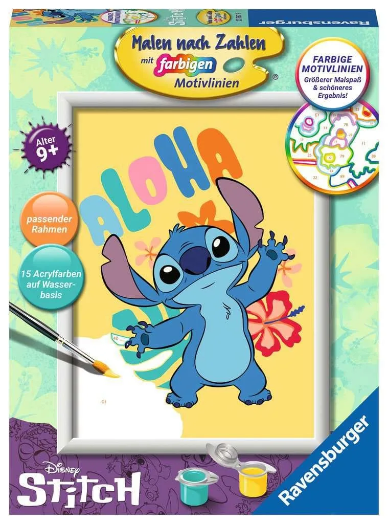 Disney Paint by Numbers Set – Aloha Stitch 18 x 24 cm