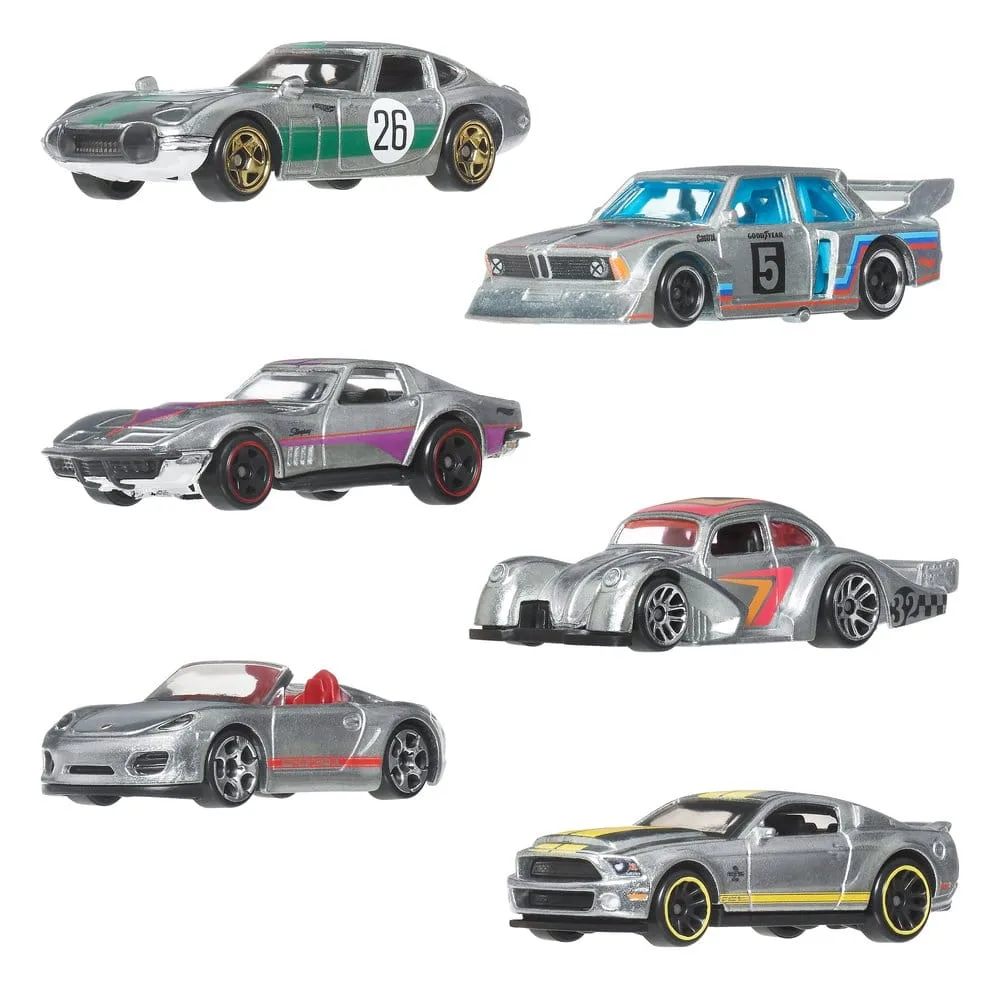 Hot Wheels Die-Cast Car Set – Silver Series ZAMAC 6-Pack 1:64