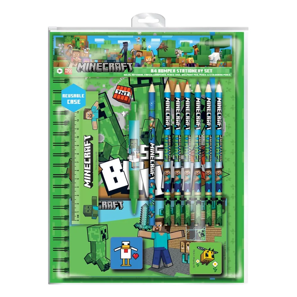 Minecraft Stationery Set – 12-Piece A4 Bumper
