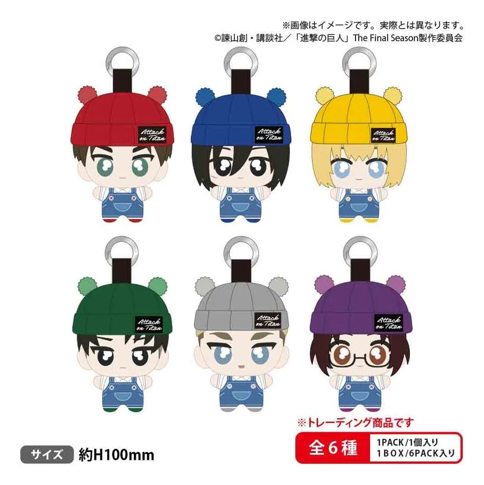 Attack on Titan Plush Keychains – Tekutomo Blind Box Display of 6