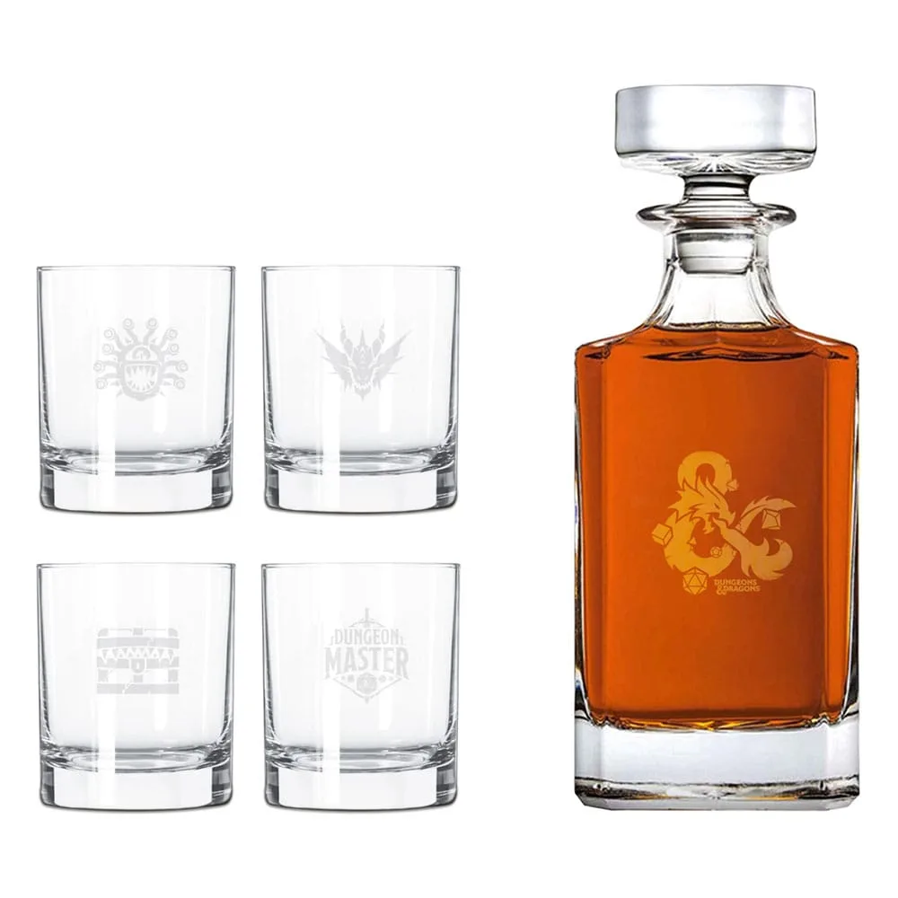 Dungeons & Dragons Whiskey Set – 4 Glasses and Bottle