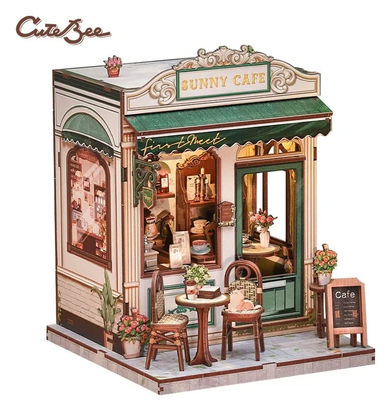 CuteBee Miniature House Model Kit – Sunny Cafe 20 x 16 cm 12