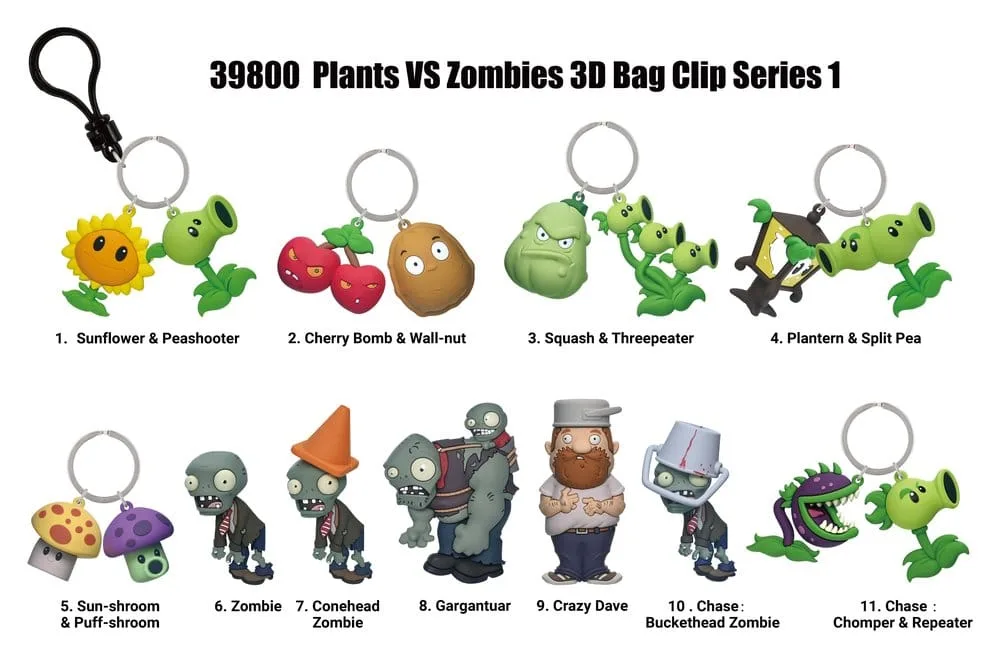 Plants vs. Zombies Bag Clips – Series 1 Display of 24 2