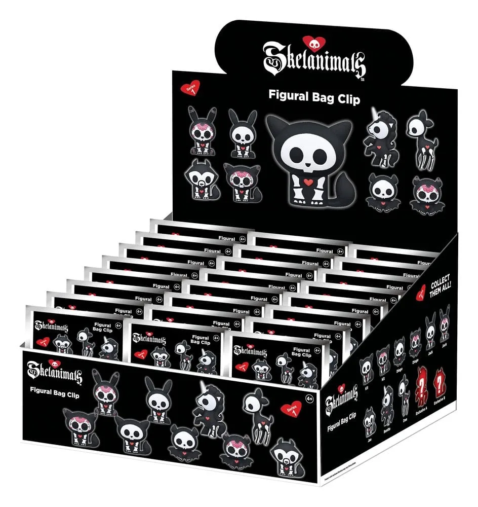 Skelanimals Bag Clips – Series 1 PVC Blind Bag Display of 24