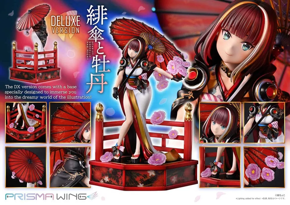 Fuzichoco Statue – Scarlet Umbrella and Peony Deluxe 32 cm 4