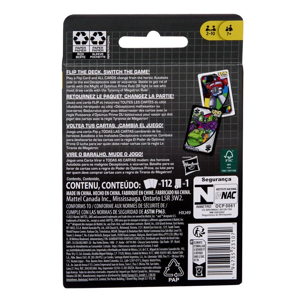 Transformers Card Game – UNO Flip 6