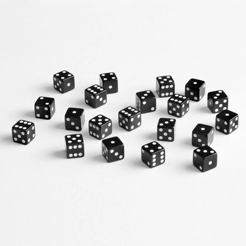 Q Workshop Dice Set – Black D6 Full Pack of 20 16 mm 4