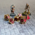 FanRoll Dice Set – Gold with Purple Enamel 16 mm 5