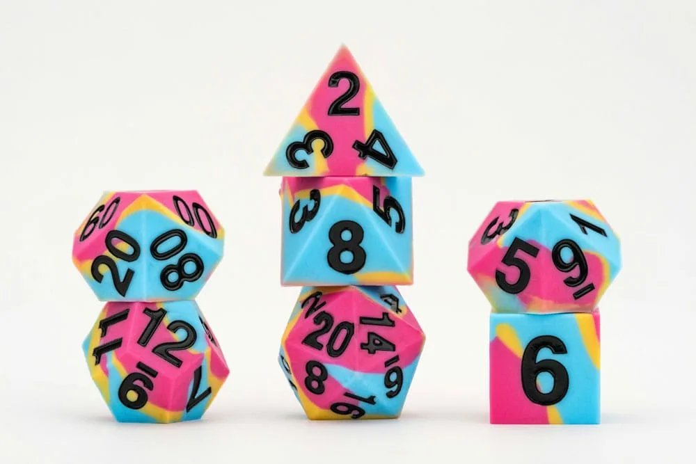 Pride Dice Set – FanRoll Pansexual Flag 16 mm