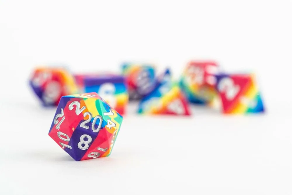 FanRoll Silicone Dice Set – Rainbow Sharp Edge 16 mm 3