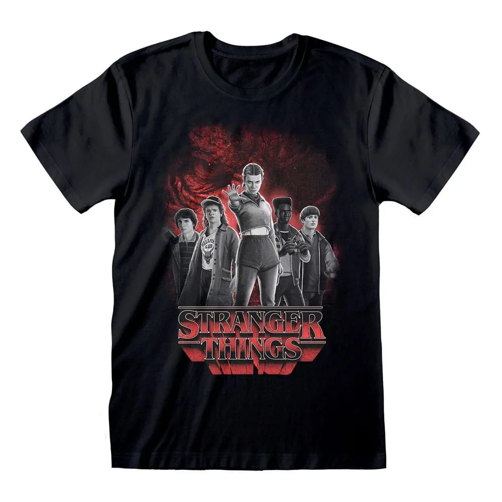 Stranger Things T-Shirt – Group with Vecna Black and White Size M