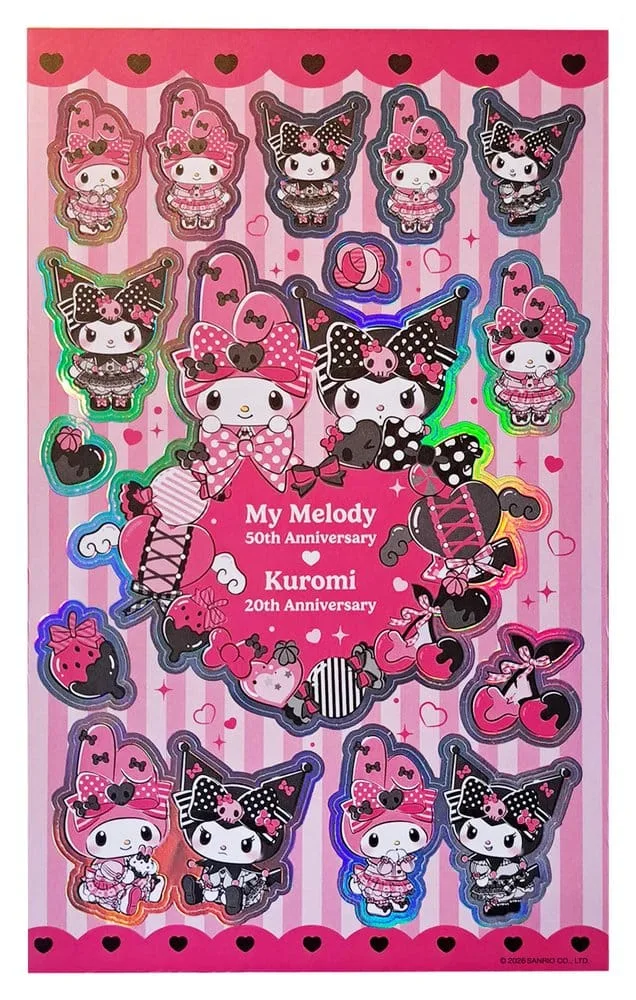 Sanrio Sticker Pack – Kuromi and My Melody Pink Black Party