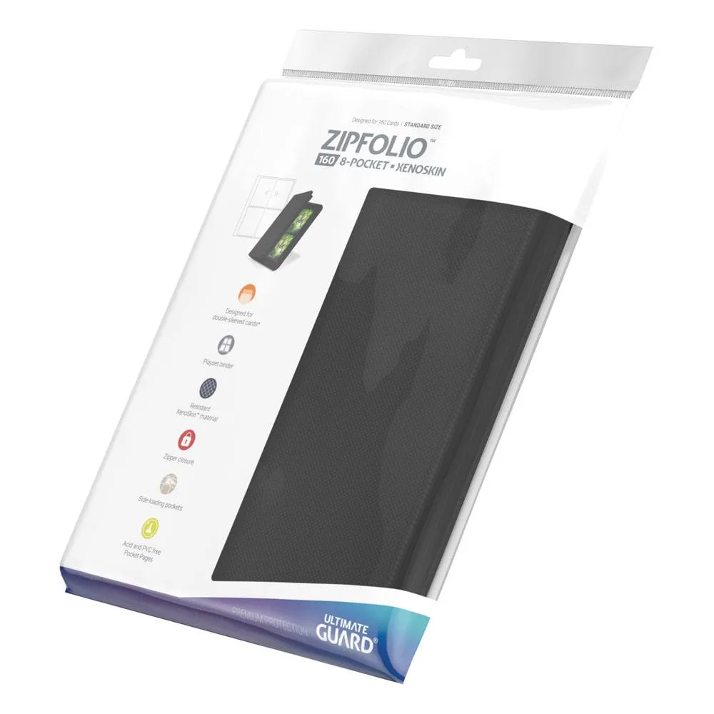Ultimate Guard Card Binder – Black Zipfolio 160 8-Pocket Xenoskin 8