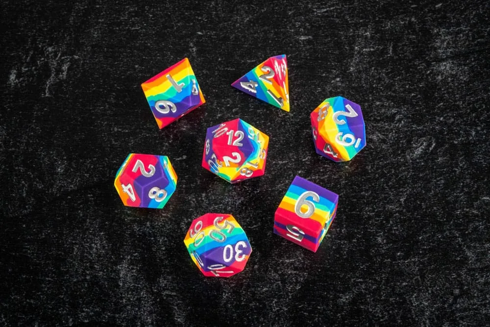 FanRoll Silicone Dice Set – Rainbow Sharp Edge 16 mm 5