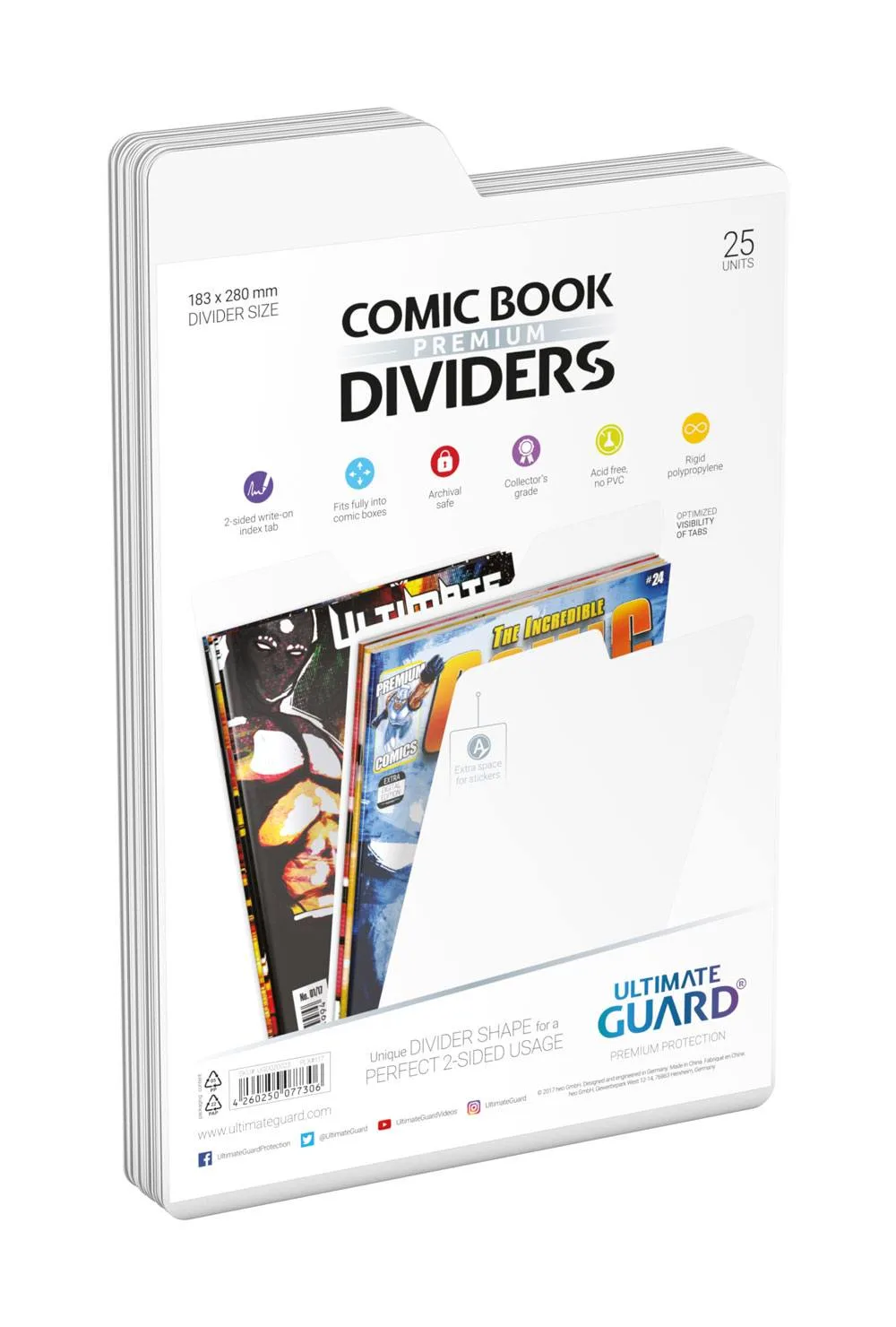 Ultimate Guard Comic Book Dividers – White 25-Pack 183 x 280 mm